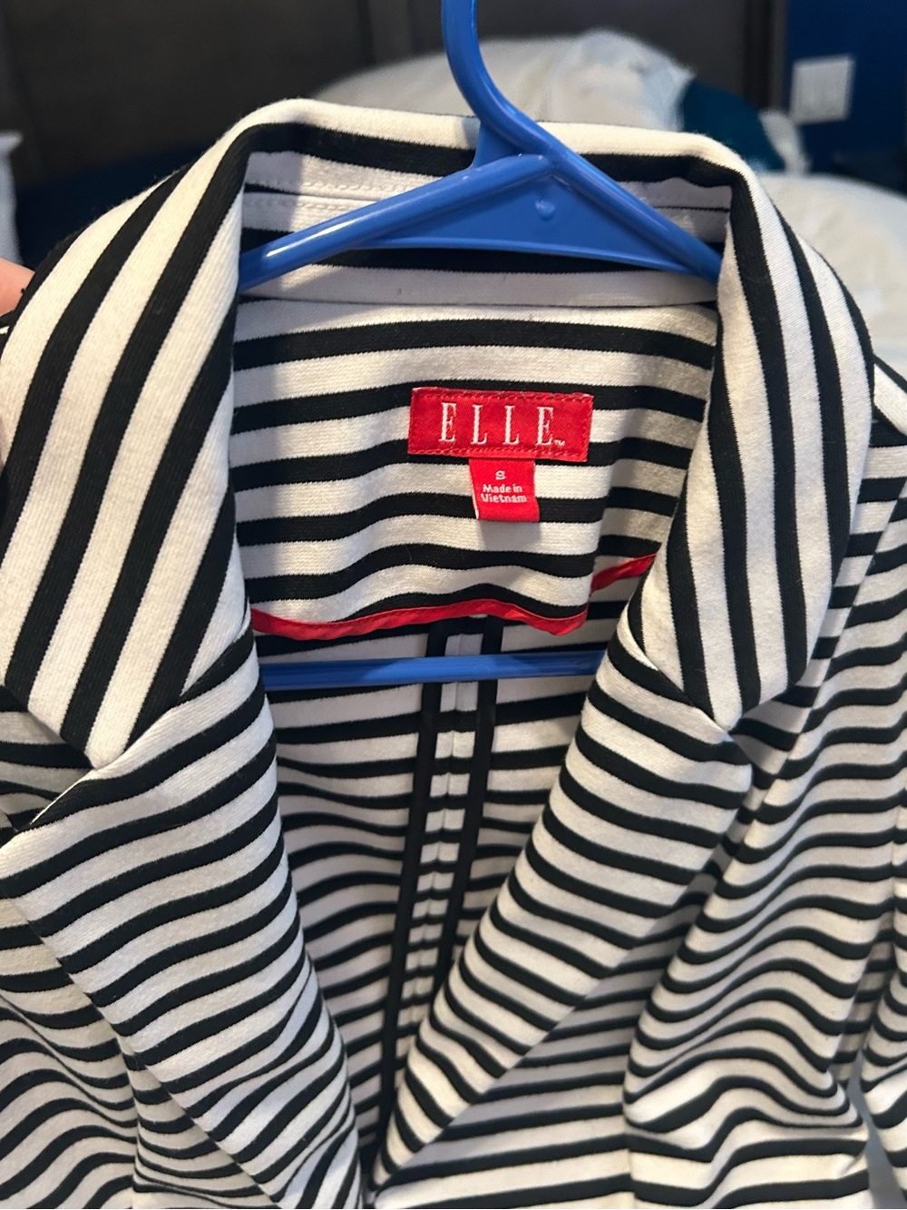 ELLE Black and White Striped Jacket with Red Label